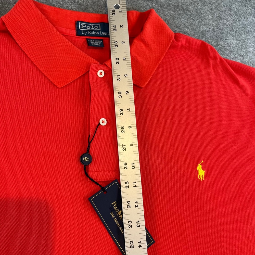 Polo Ralph Lauren Mens Mesh Polo Red Classic Yellow Pony 2XB NWT Preppy Golf - Picture 6 of 6